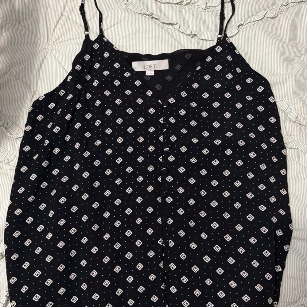 LOFT Black and White Geometric Camisole